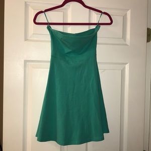 Strapless teal dress